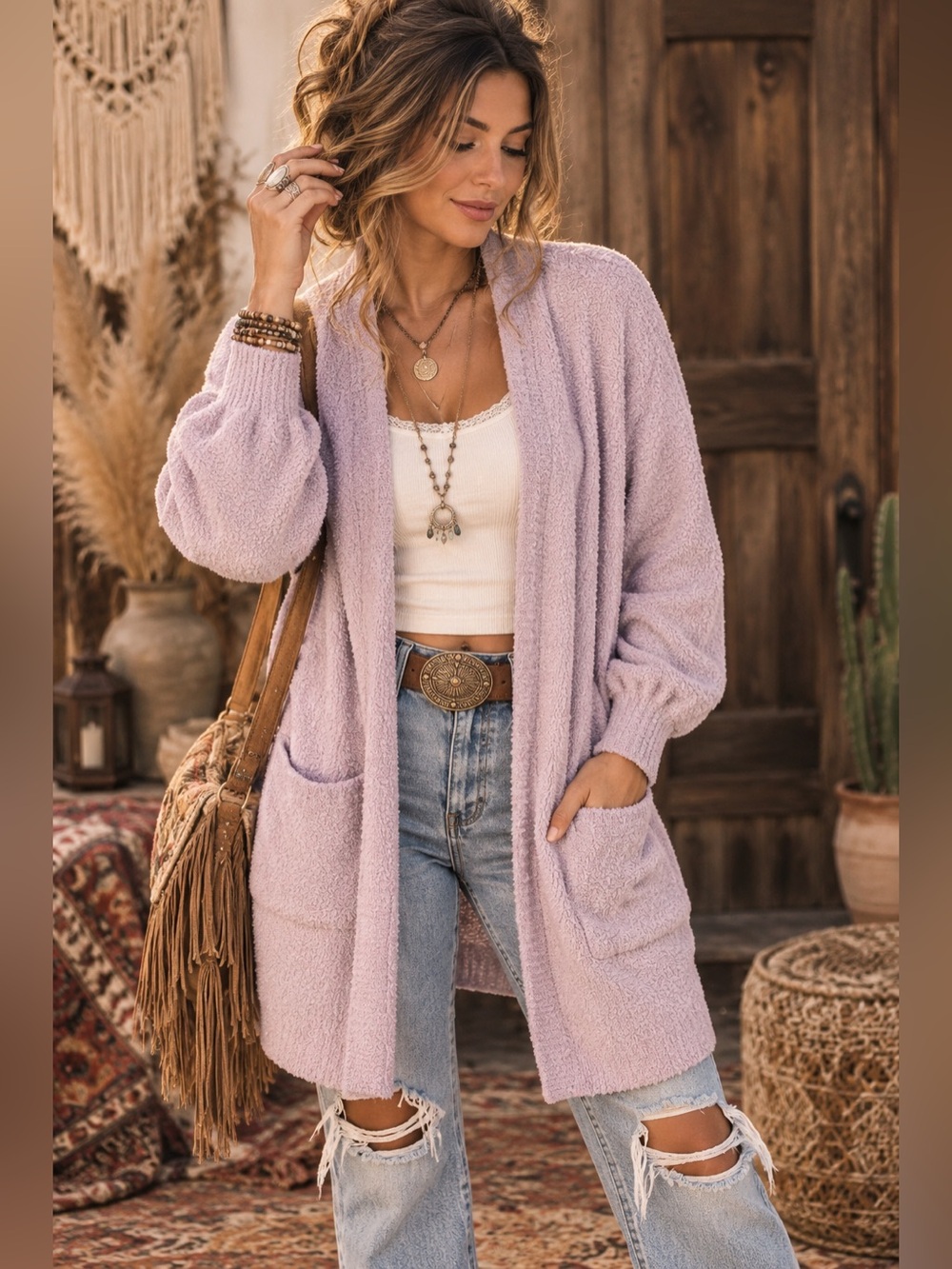 Sincerely Jules Oversized Soft Lavender Cardigan